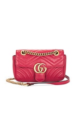 FWRD Renew Gucci Mini GG Marmont Shoulder Bag in Hibiscus Red | FWRD