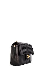 FWRD Renew Chanel Small Mademoiselle Half Flap Shoulder Bag in Black, view 3, click to view large image.