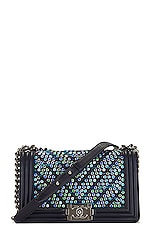 FWRD Renew Chanel Medium Boy Chain Flap Bag in Black, view 1, click to view large image.