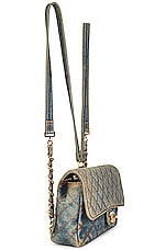 FWRD Renew Chanel Vintage Denim Flap Backpack in Blue, view 3, click to view large image.