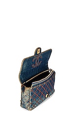 FWRD Renew Chanel Vintage Denim Flap Backpack in Blue, view 4, click to view large image.