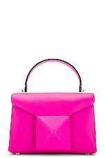 FWRD Renew Valentino Garavani Mini One Stud Top Handle Bag in Pink, view 1, click to view large image.
