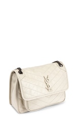 FWRD Renew Saint Laurent Medium Niki Monogramme Chain Bag in Blanc Vintage, view 3, click to view large image.