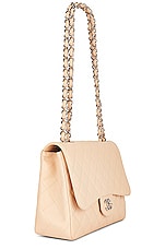 FWRD Renew Chanel Large Quilted Caviar Classic Single Flap Shoulder Bag in Beige, view 3, click to view large image.