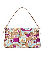 FWRD Renew Fendi Satin Psychedelic Print Baguette Shoulder Bag in Multicolor, view 1, click to view large image.