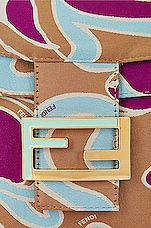 FWRD Renew Fendi Satin Psychedelic Print Baguette Shoulder Bag in Multicolor, view 6, click to view large image.