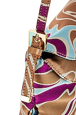 FWRD Renew Fendi Satin Psychedelic Print Baguette Shoulder Bag in Multicolor, view 9, click to view large image.