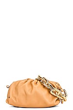 FWRD Renew Bottega Veneta Teen Chain Pouch Shoulder Bag in Almond & Gold, view 1, click to view large image.