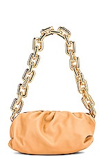 FWRD Renew Bottega Veneta Teen Chain Pouch Shoulder Bag in Almond & Gold, view 5, click to view large image.