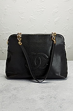 FWRD Renew Chanel Vintage Caviar CC ZipTote Bag in Black, view 2, click to view large image.