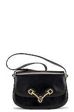 FWRD Renew Gucci Vintage Leather Horsebit Shoulder Bag in Black, view 1, click to view large image.