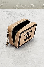 FWRD Renew Chanel Filigree Chain Vanity Clutch in Beige, view 5, click to view large image.