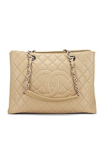 FWRD Renew Chanel Caviar Grand Shopping Tote Bag in Beige, view 1, click to view large image.