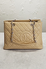 FWRD Renew Chanel Caviar Grand Shopping Tote Bag in Beige, view 2, click to view large image.