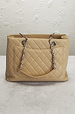 FWRD Renew Chanel Caviar Grand Shopping Tote Bag in Beige, view 3, click to view large image.