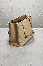 FWRD Renew Chanel Caviar Grand Shopping Tote Bag in Beige, view 5, click to view large image.