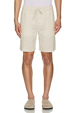Frescobol Carioca Felipe Linen Shorts in Sand, view 3, click to view large image.