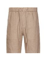 Frescobol Carioca Felipe Linen Shorts in Truffle, view 1, click to view large image.