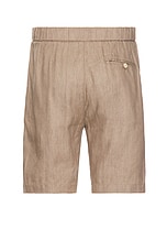 Frescobol Carioca Felipe Linen Shorts in Truffle, view 2, click to view large image.