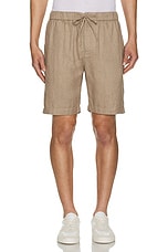 Frescobol Carioca Felipe Linen Shorts in Truffle, view 3, click to view large image.