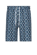 Frescobol Carioca Board Ipanema Camada Print Swim Shorts in Perennial Blue, view 1, click to view large image.