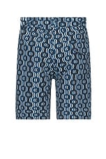 Frescobol Carioca Board Ipanema Camada Print Swim Shorts in Perennial Blue, view 2, click to view large image.