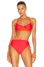 Fe Noel Shell Bikini Top in Neon Pink, view 1, click to view large image.