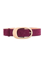 Gabriela Hearst Lozewce Suede Belt in Deep Bordeaux, view 1, click to view large image.