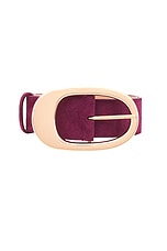 Gabriela Hearst Lozewce Suede Belt in Deep Bordeaux, view 3, click to view large image.