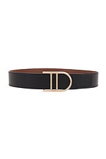 Gabriela Hearst Reversible Neala Belt in Black & Cognac, view 1, click to view large image.