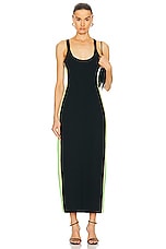 Gabriela Hearst Ives Dress in Black, Fluorescent Green, & Lime Adamite, view 1, click to view large image.
