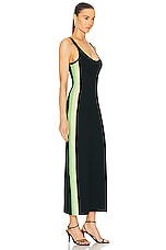Gabriela Hearst Ives Dress in Black, Fluorescent Green, & Lime Adamite, view 2, click to view large image.