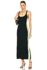 Gabriela Hearst Ives Dress in Black, Fluorescent Green, & Lime Adamite, view 4, click to view large image.