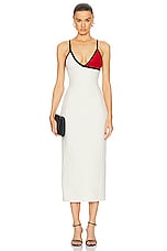 Gabriela Hearst Edina Dress in Ivory, Red, & Black, view 1, click to view large image.