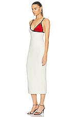 Gabriela Hearst Edina Dress in Ivory, Red, & Black, view 3, click to view large image.
