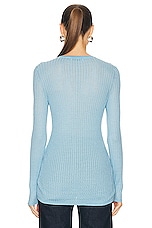 Gabriela Hearst Emma Pointelle Cardigan in Mineral Blue, view 3, click to view large image.