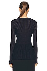 Gabriela Hearst Emma Pointelle Cardigan in Dark Navy, view 3, click to view large image.