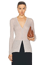 Gabriela Hearst Emma Pointelle Cardigan in Oatmeal, view 1, click to view large image.