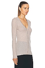 Gabriela Hearst Emma Pointelle Cardigan in Oatmeal, view 2, click to view large image.