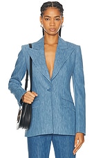 Gabriela Hearst Leiva Blazer in Light Blue Denim, view 1, click to view large image.