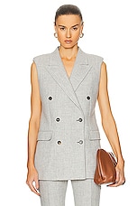 Gabriela Hearst Mayte Vest in Light Grey Melange, view 1, click to view large image.