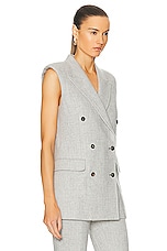 Gabriela Hearst Mayte Vest in Light Grey Melange, view 2, click to view large image.