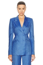 Gabriela Hearst Stephanie Blazer in Sapphire, view 1, click to view large image.