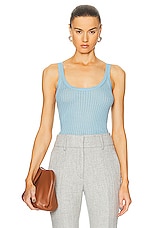 Gabriela Hearst Nevin Pointelle Tank in Mineral Blue, view 1, click to view large image.