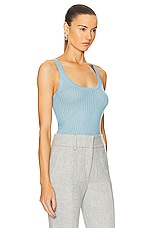 Gabriela Hearst Nevin Pointelle Tank in Mineral Blue, view 2, click to view large image.