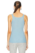 Gabriela Hearst Nevin Pointelle Tank in Mineral Blue, view 3, click to view large image.