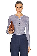 Gabriela Hearst Julian Henley Top in Heather Grey, view 1, click to view large image.