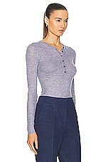 Gabriela Hearst Julian Henley Top in Heather Grey, view 2, click to view large image.