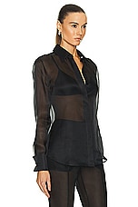 Gabriela Hearst Horus Shirt in Black, view 2, click to view large image.