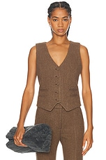 Gabriela Hearst Coleridge Vest in Chocolate Multi, view 1, click to view large image.